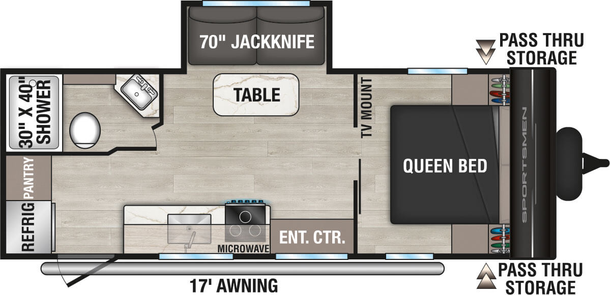2026 KZ RV Sportsmen Select 221RKSL Travel Trailer Floorplan