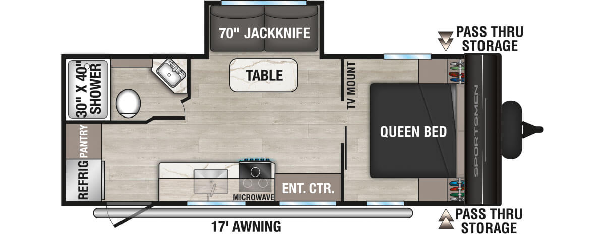 2026 KZ RV Sportsmen Select 221RKSL Travel Trailer Floorplan