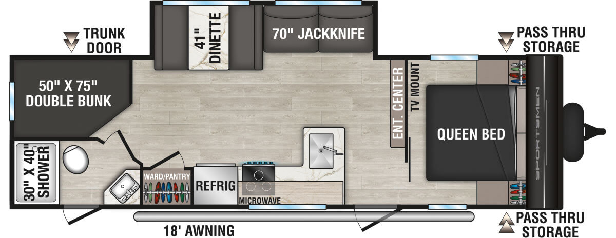 2026 KZ RV Sportsmen Select 261BHSL Travel Trailer Floorplan