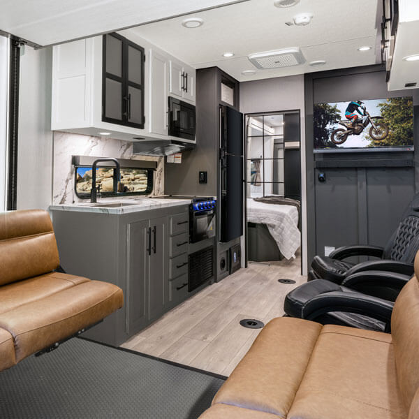 2026 KZ RV Sportster X 22X Travel Trailer Toy Hauler Living Room Beauflor Flooring