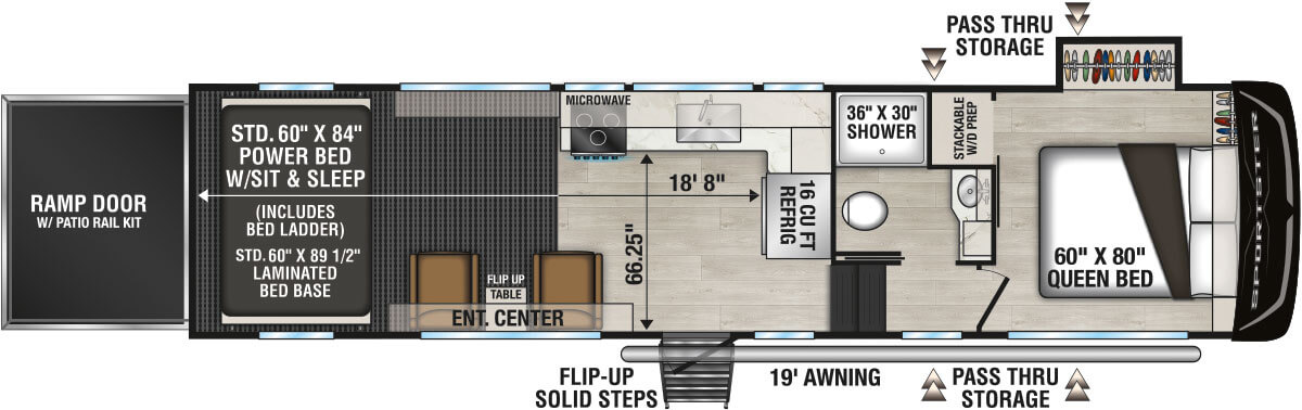 2026 KZ RV Sportster X 3018X Fifth Wheel Toy Hauler Floorplan