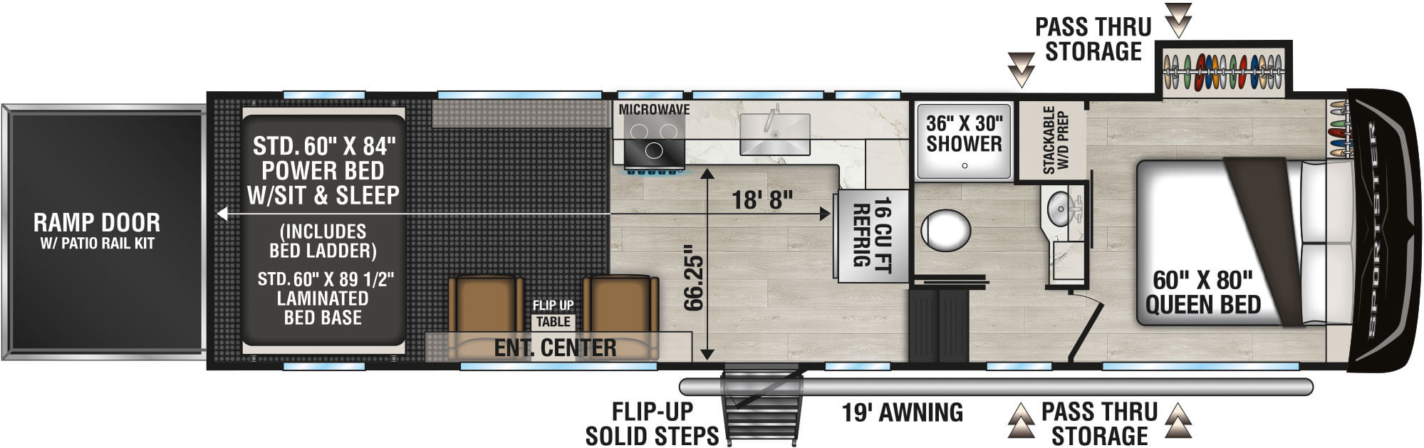 2026 KZ RV Sportster X 3018X Fifth Wheel Toy Hauler Floorplan