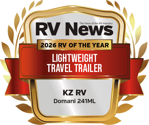 RV News 2026 RV of the Year Lightweight Travel Trailer KZ RV Domani DM241ML