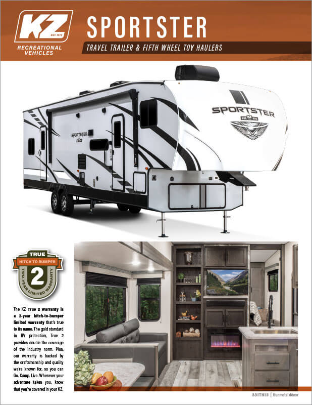 2021 KZ RV Sportster Travel Trailer and Fifth Wheel Toy Haulers Brochure