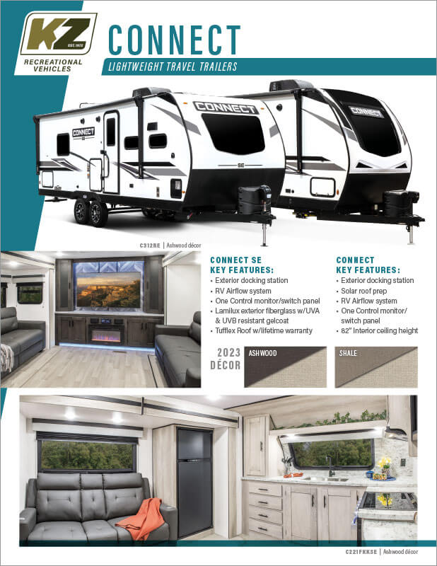 2023 KZ RV Connect Lightweight Travel Trailers Brochure