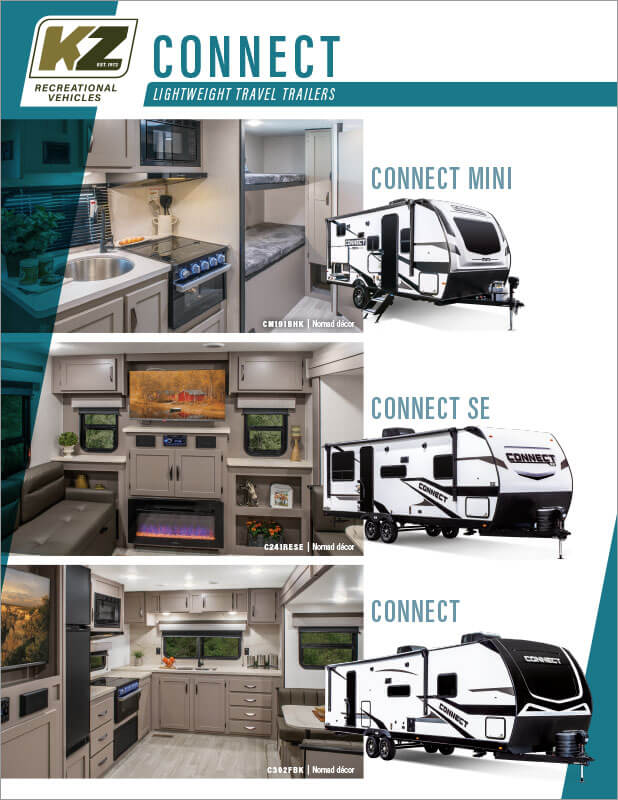 2024 KZ RV Connect Lightweight Travel Trailers Floorplan Brochure