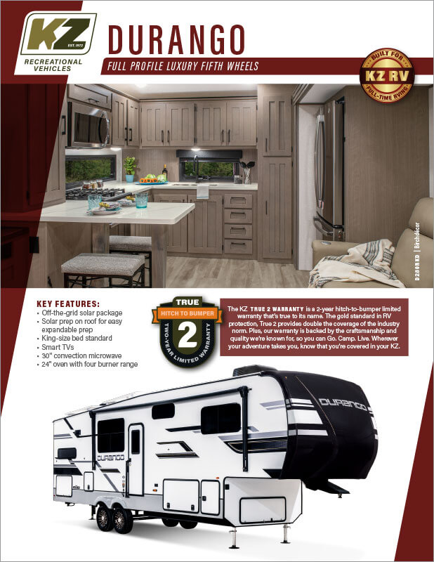 2024 KZ RV Durango Full Profile Luxury Fifth Wheels Floorplan Brochure