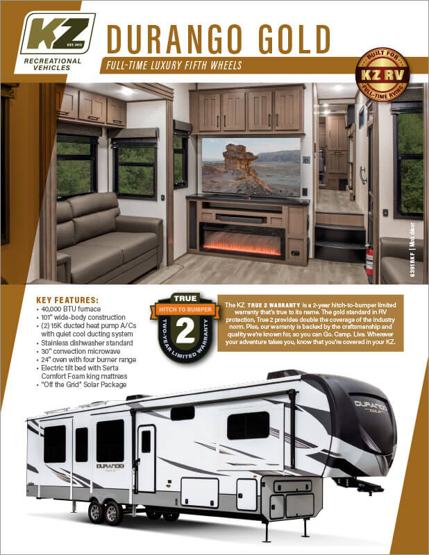 2024 KZ RV Durango Gold Full Time Luxury Fifth Wheels Floorplan Brochure