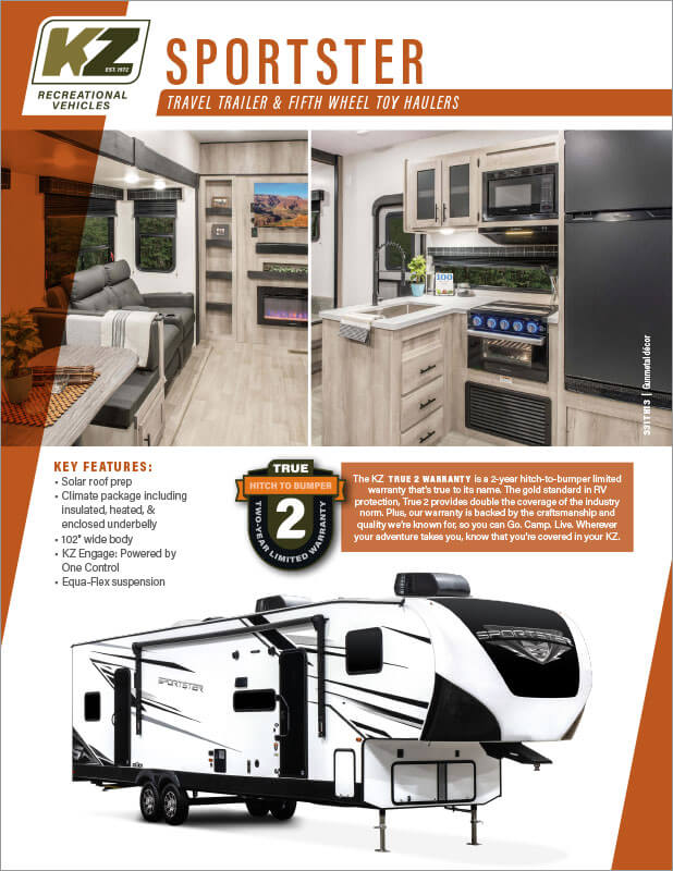 2024 KZ RV Sportster Travel Trailer and Fifth Wheel Toy Haulers Brochure