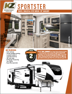 2024 KZ RV Sportster Travel Trailer and Fifth Wheel Toy Haulers Brochure