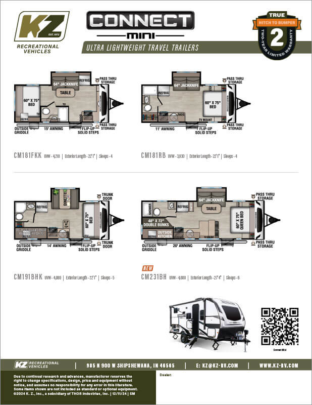 Connect® Mini Ultra Lightweight Travel Trailers | KZ RV