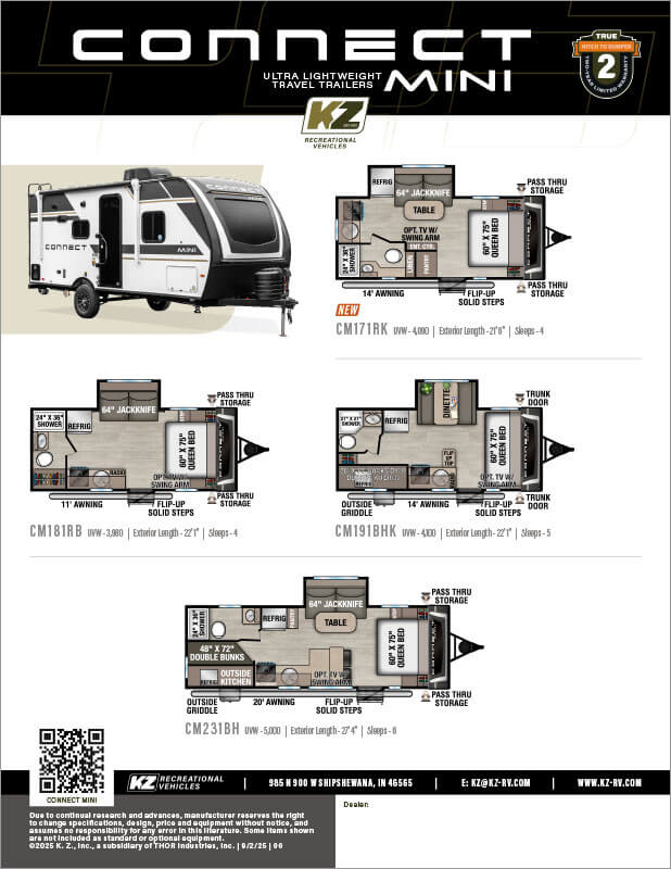 2026 KZ RV Connect Mini Ultra Lightweight Travel Trailers Flyer