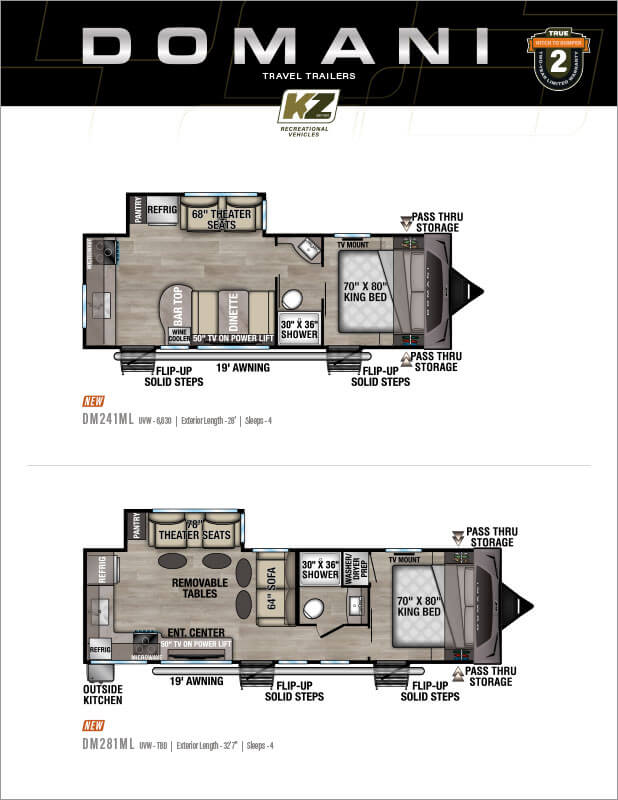 2026 KZ RV Domani Travel Trailers Flyer