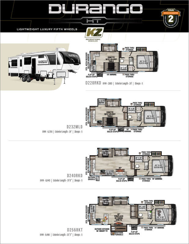 2026 KZ RV Durango HT Lightweight Luxury Fifth Wheels Flyer