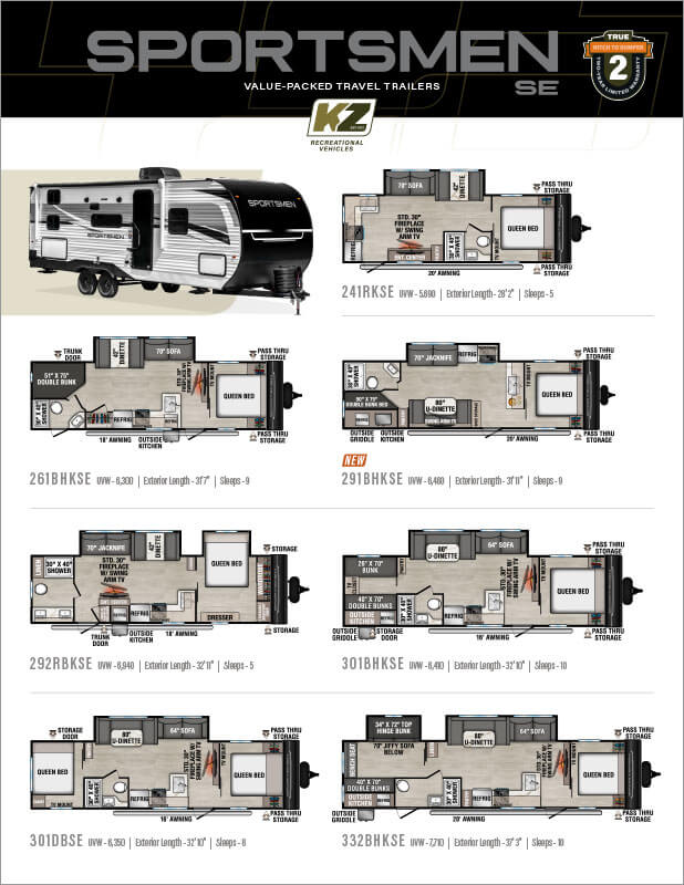 2026 KZ RV Sportsmen SE Value Packed Travel Trailers Flyer