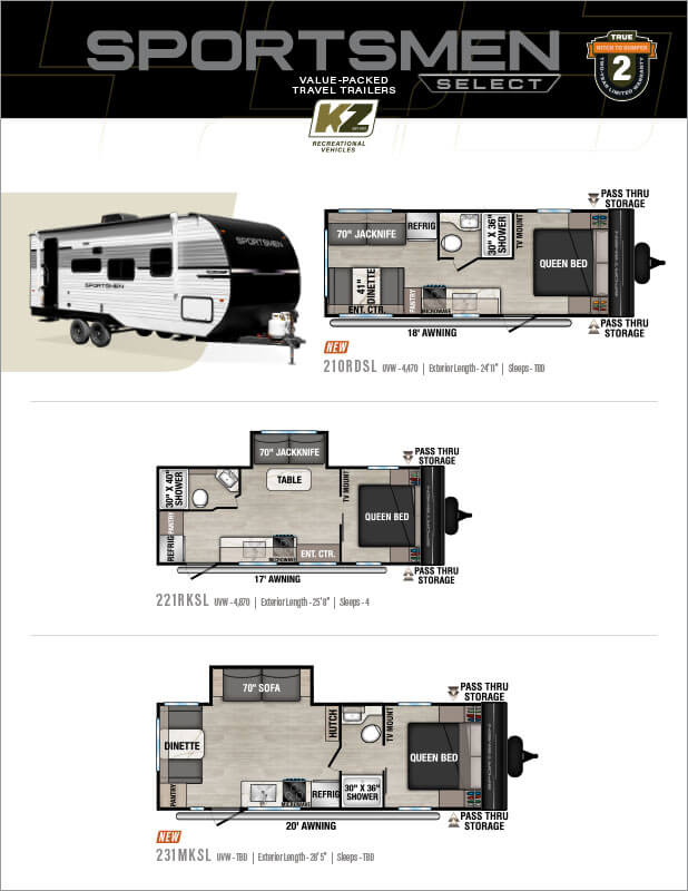 2026 KZ RV Sportsmen Select Value Packed Travel Trailers Flyer