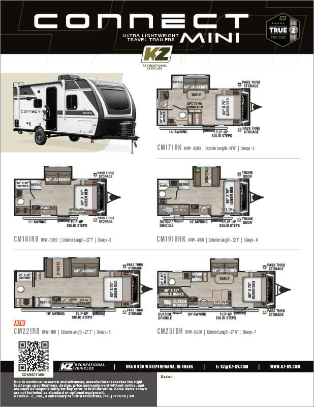 2027 KZ RV Connect Mini Ultra Lightweight Travel Trailers Flyer