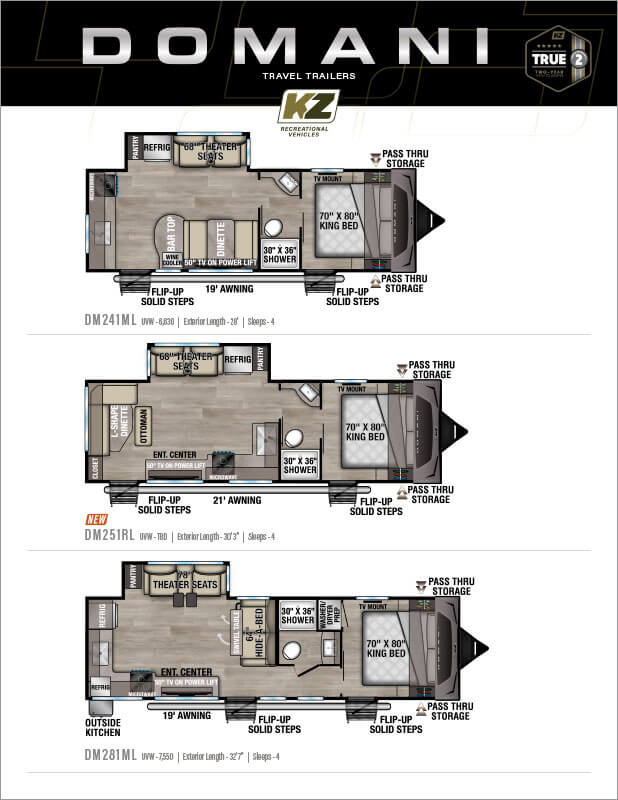 2027 KZ RV Domani Travel Trailers Flyer
