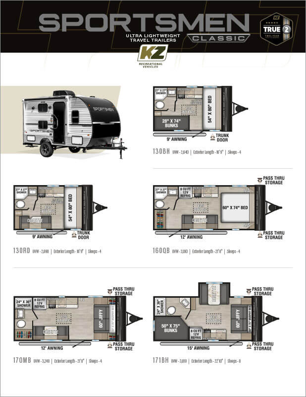 2027 KZ RV Sportsmen Classic Ultra Lightweight Travel Trailers Flyer