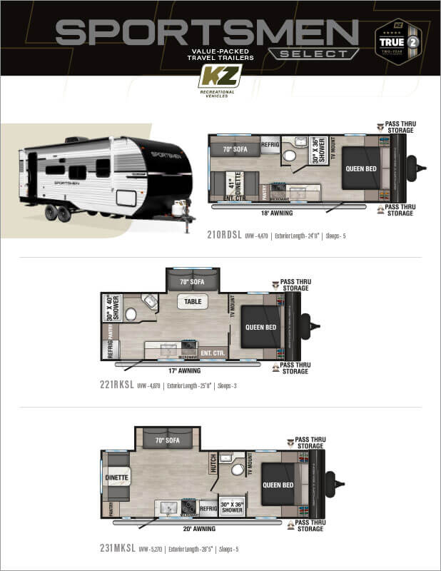 2027 KZ RV Sportsmen Select Value Packed Travel Trailers Flyer