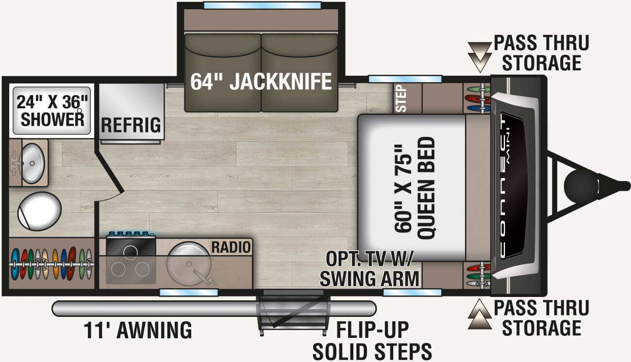 2026 KZ RV Connect Mini CM181RB Travel Trailer Floorplan