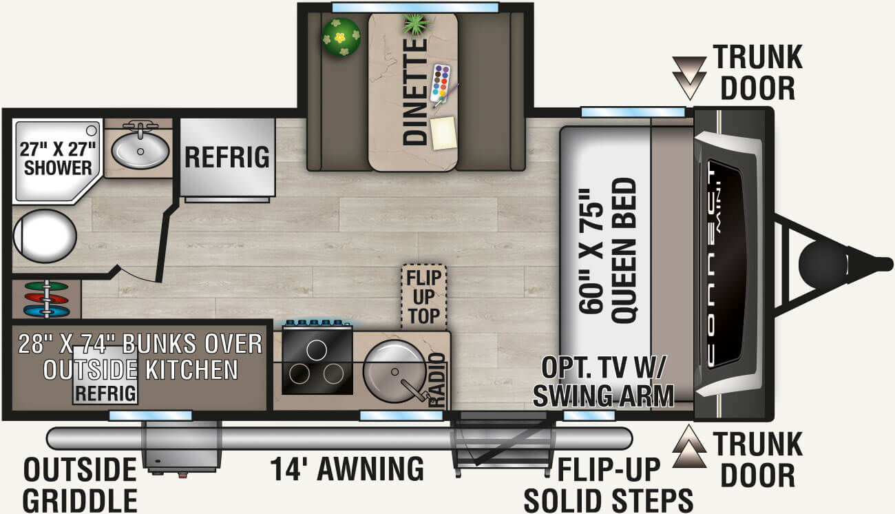 2026 KZ RV Connect Mini CM191BHK Travel Trailer Floorplan