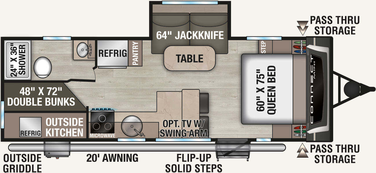 2026 KZ RV Connect Mini CM231BH Travel Trailer Floorplan