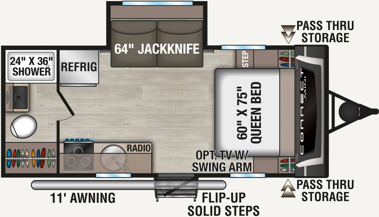 2027 KZ RV Connect Mini CM181RB Travel Trailer Floorplan