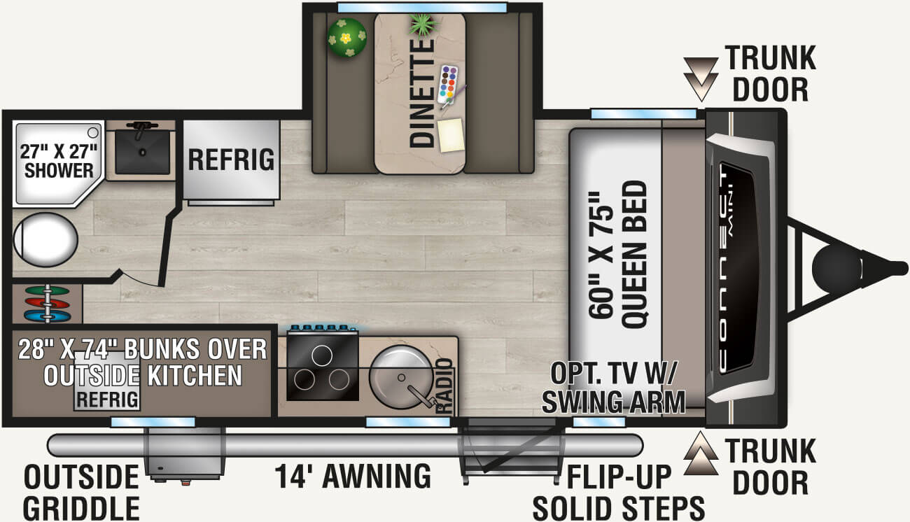 2027 KZ RV Connect Mini CM191BHK Travel Trailer Floorplan