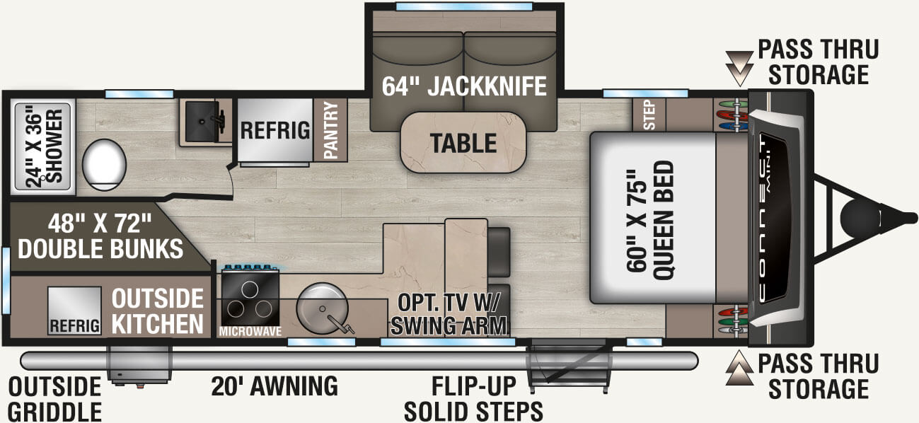 2027 KZ RV Connect Mini CM231BH Travel Trailer Floorplan