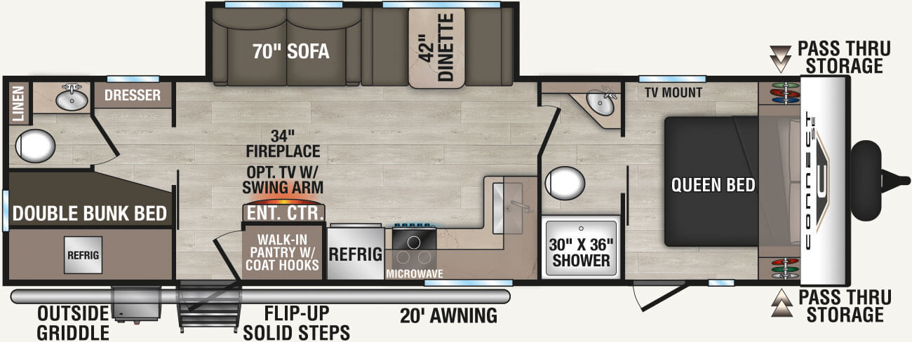 2026 KZ RV Connect SE C301BHKSE Travel Trailer Floorplan