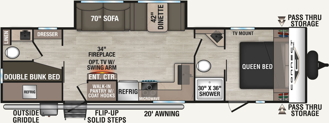 2027 KZ RV Connect SE C301BHKSE Travel Trailer Floorplan