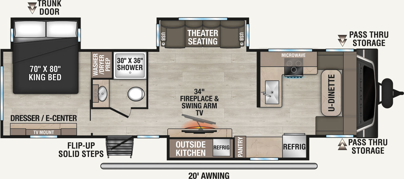 2026 KZ RV Connect C323MKK Travel Trailer Floorplan