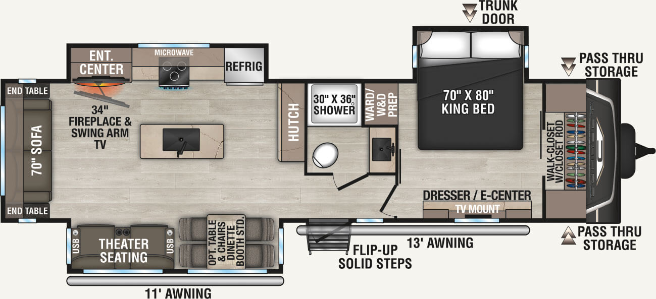 2027 KZ RV Connect C313MK Travel Trailer Floorplan