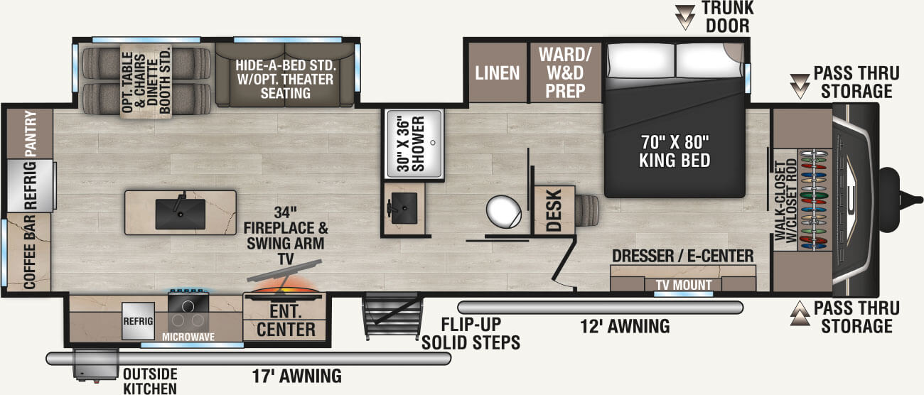 2027 KZ RV Connect C333RLK Travel Trailer Floorplan