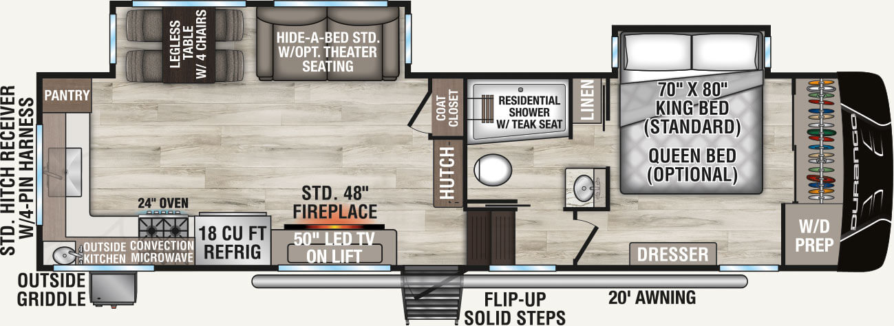 2026 KZ RV Durango D281RKD Fifth Wheel Floorplan
