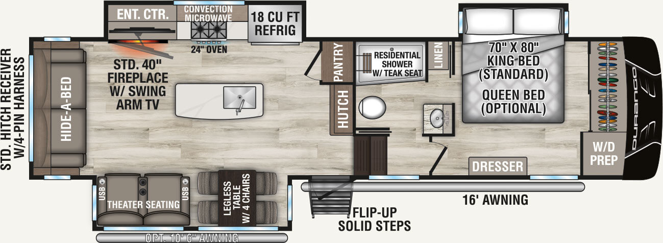 2026 KZ RV Durango D301RLT Fifth Wheel Floorplan