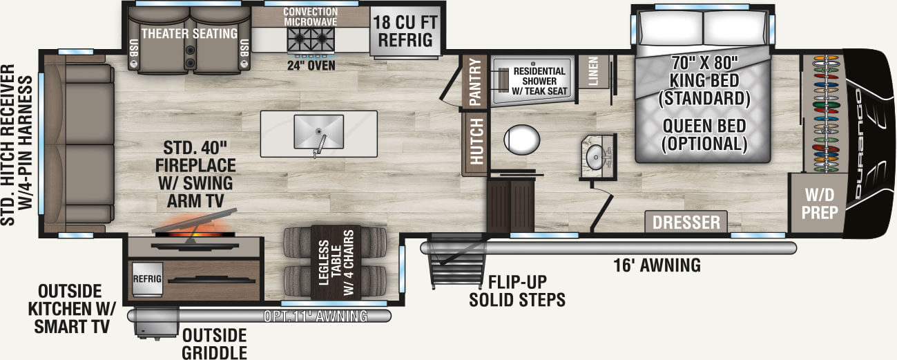 2026 KZ RV Durango D302RLT Fifth Wheel Floorplan