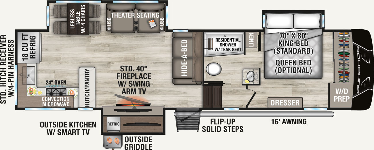 2026 KZ RV Durango D321RKT Fifth Wheel Floorplan