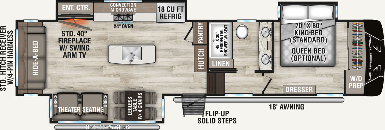 2026 KZ RV Durango D333RLT Fifth Wheel Floorplan