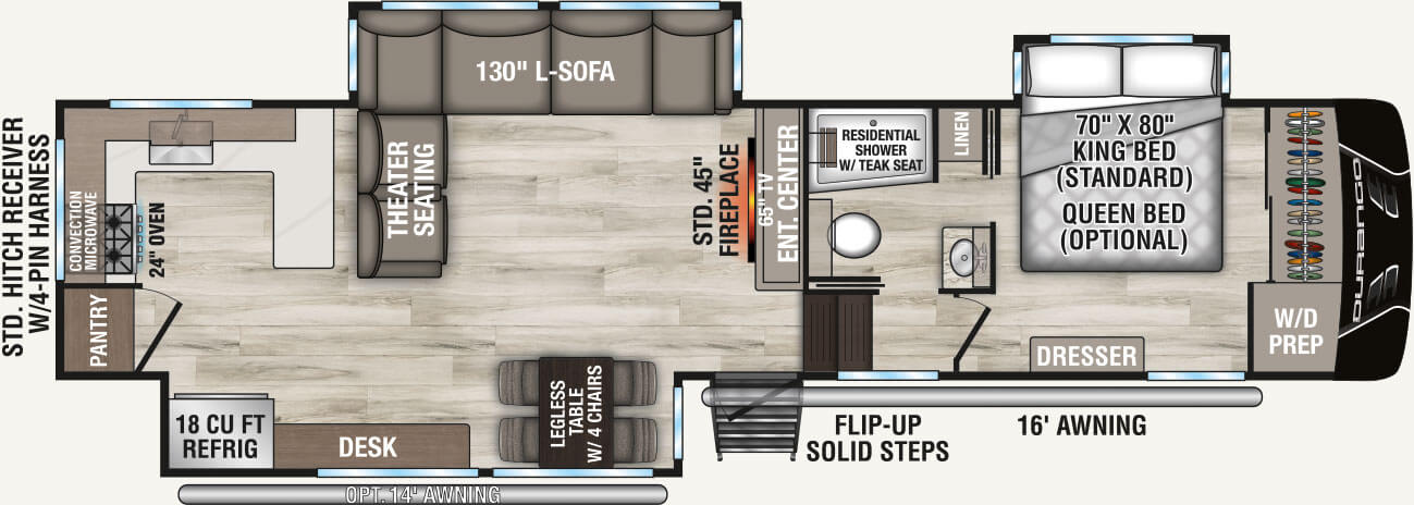 2026 KZ RV Durango D339MLT Fifth Wheel Floorplan