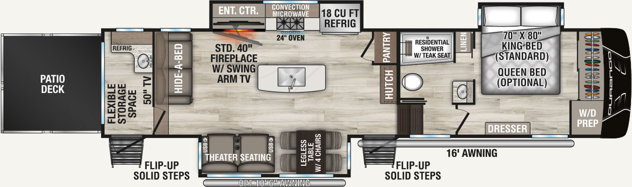 2026 KZ RV Durango D341RPT Fifth Wheel Floorplan