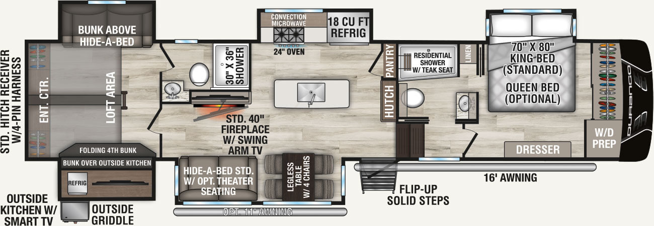 2026 KZ RV Durango D348BHF Fifth Wheel Floorplan