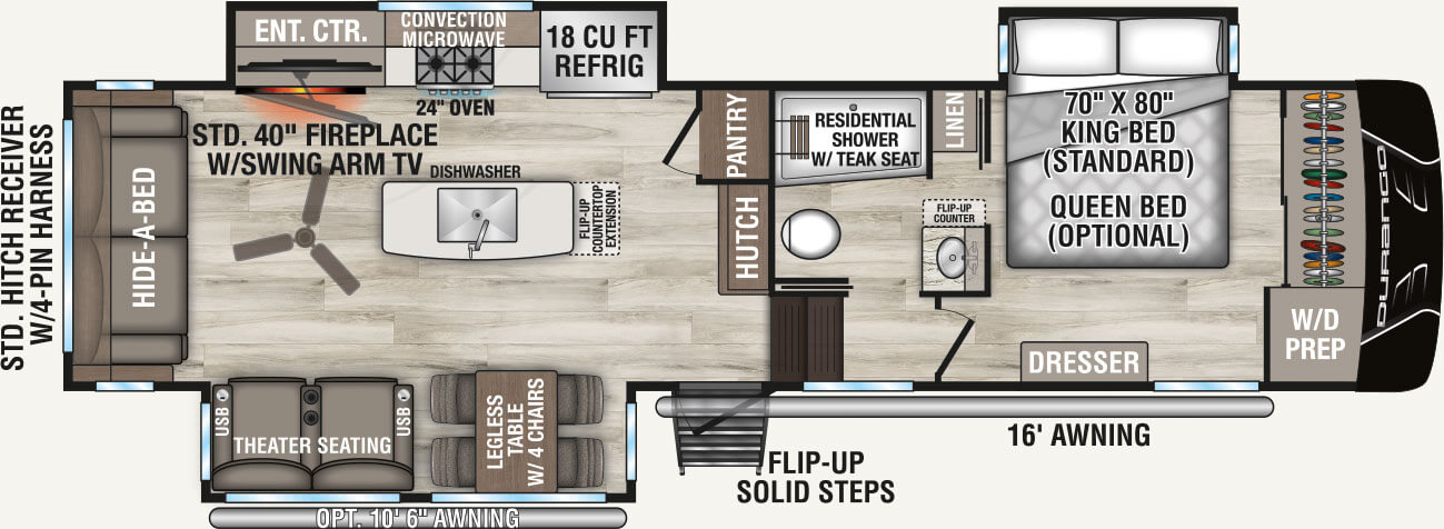 2027 KZ RV Durango D301RLT Fifth Wheel Floorplan