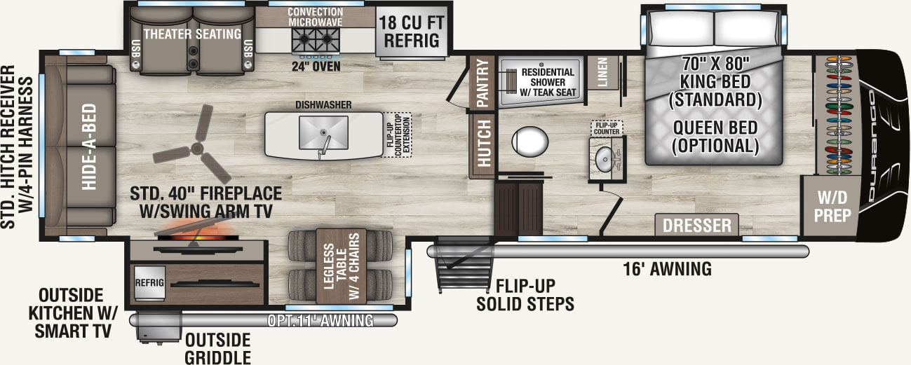 2027 KZ RV Durango D302RLT Fifth Wheel Floorplan