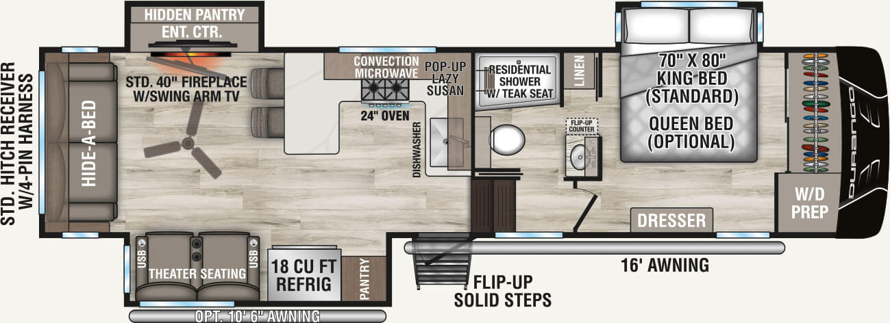 2027 KZ RV Durango D304MKT Fifth Wheel Floorplan