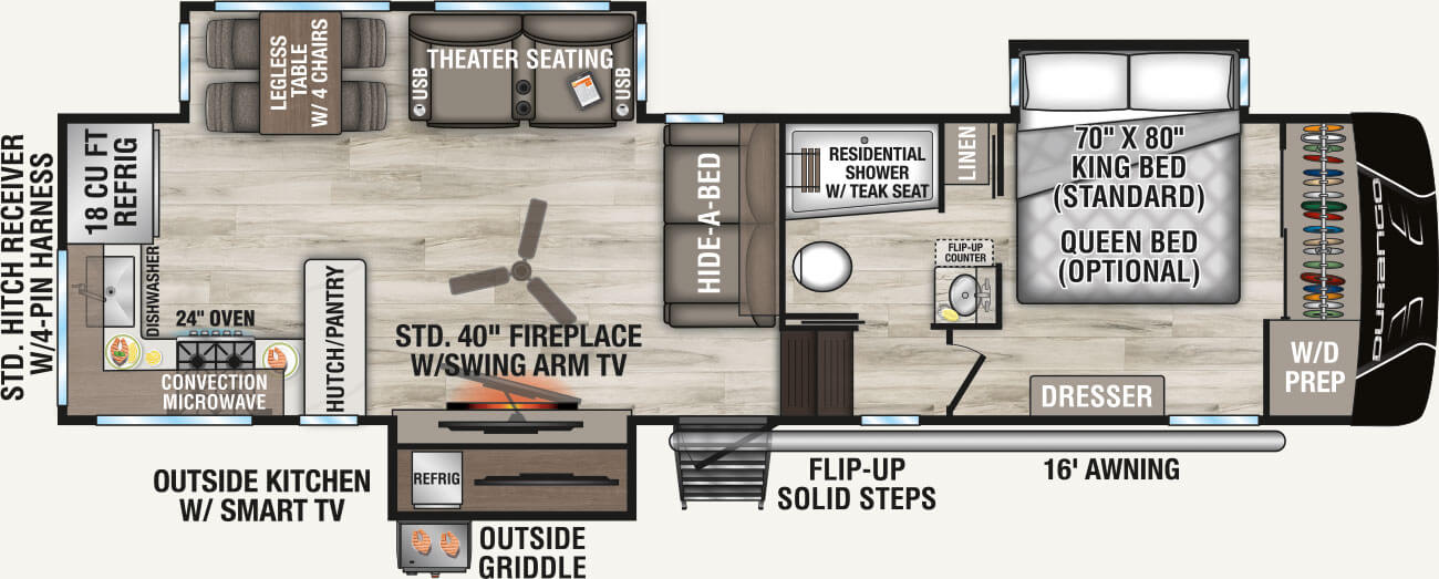2027 KZ RV Durango D321RKT Fifth Wheel Floorplan