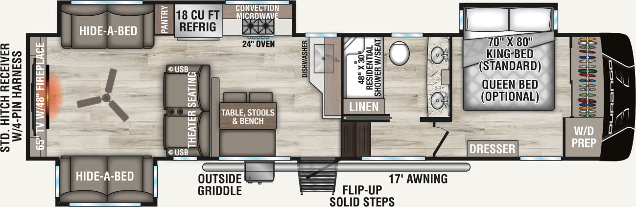 2027 KZ RV Durango D326RLT Fifth Wheel Floorplan