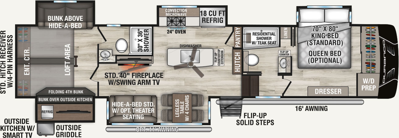2027 KZ RV Durango D348BHF Fifth Wheel Floorplan
