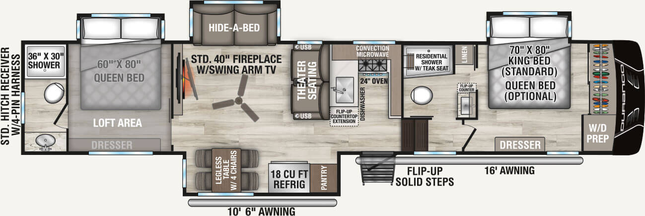 2027 KZ RV Durango D349TBQ Fifth Wheel Floorplan